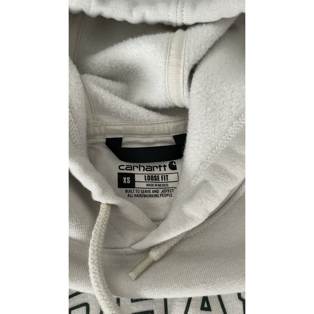 Carhartt Hoodie Womens Size XS Ivory Loose Fit Shamrock Irish Hooded Sweater - Picture 5 of 10